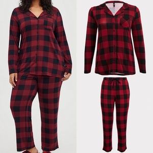 SET: Torrid Red & Black Buffalo Plaid Button Front Sleep Shirt/Sleep Pant 1X